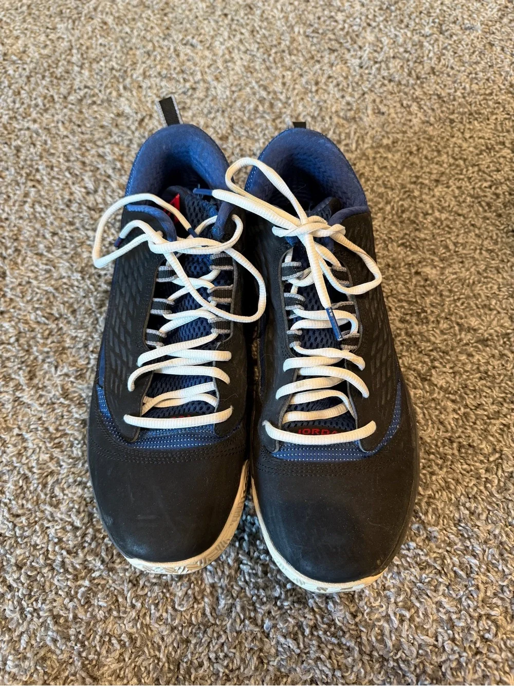 Jordan Black and Blue Men's Sneakers with White Laces
